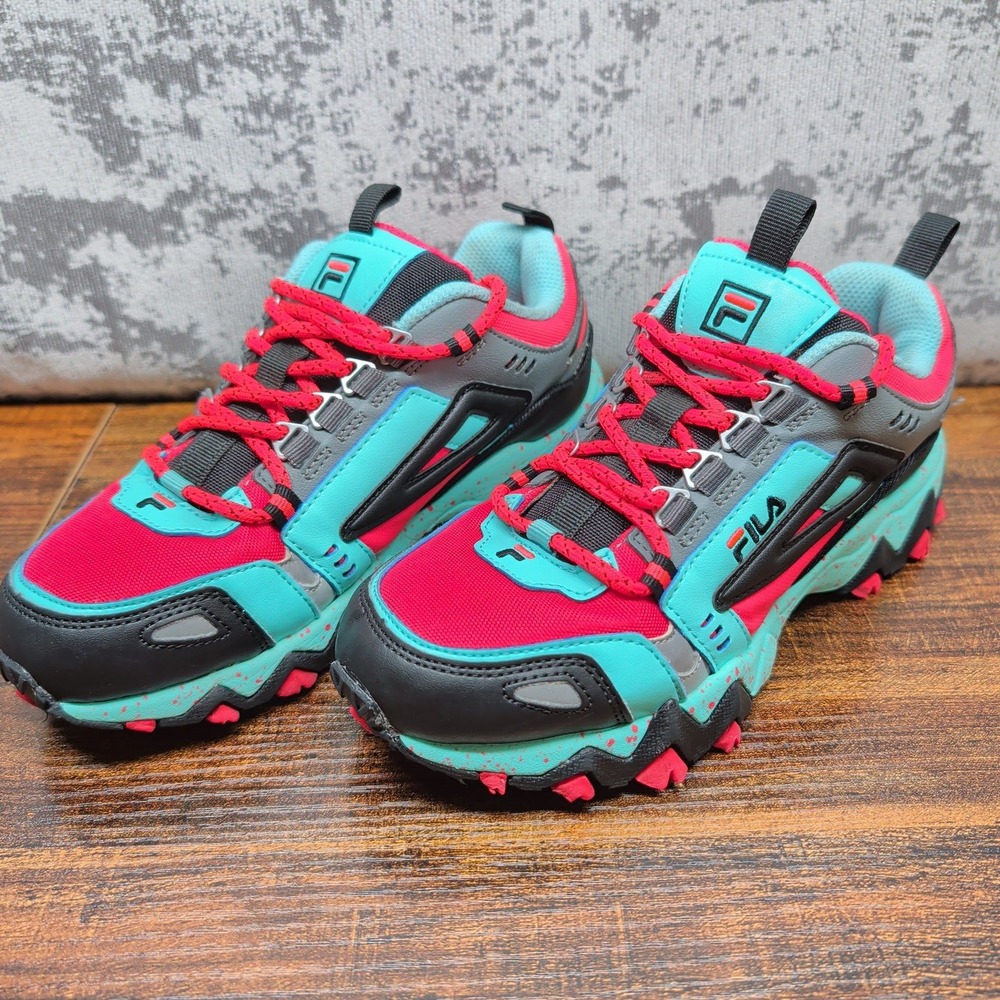 Fila Oakmont TR Pink Teal Grey Trail Sneakers 3JM01566-658 Mens 4 Women 5.5